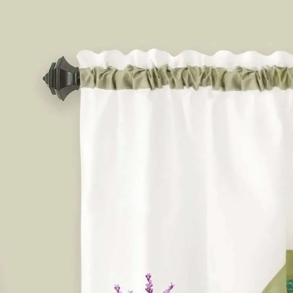PowerSellerUSA Lavender Art Tier and Swag Window Curtain Set, Flower Design